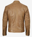 Men's Biker Style Camel Brown Leather Jacket