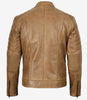 Men's Biker Style Camel Brown Leather Jacket