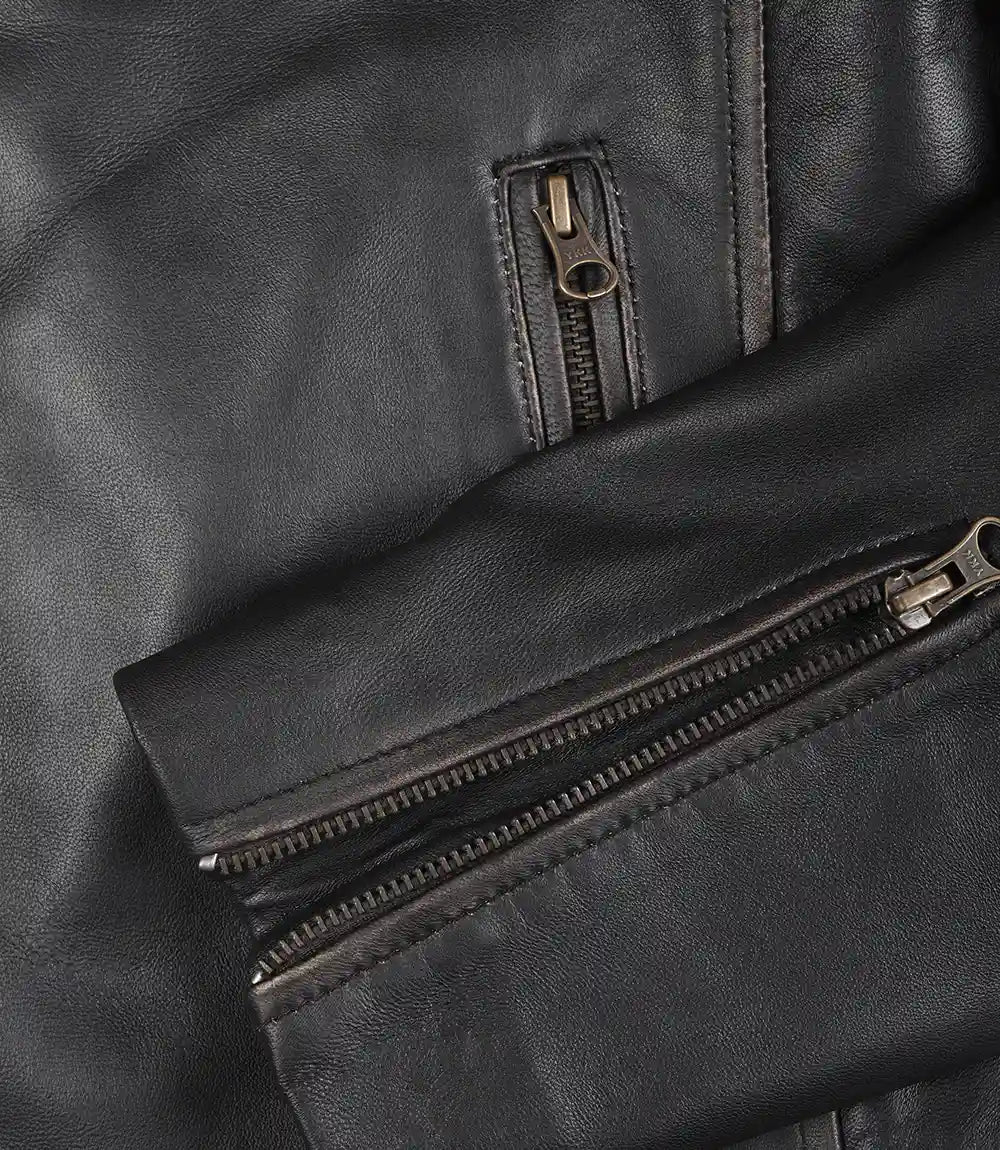 Men's Real Leather Distressed Brown Biker Style Jacket