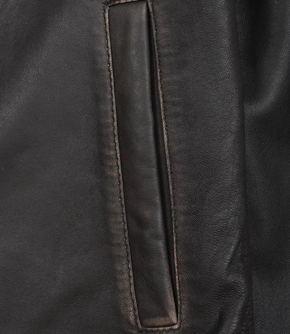 Mike Men's Dark Brown Rub Off Leather Jacket