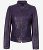 Women's Purple Modern Fit Biker Style Leather Jacket