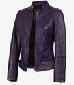 Women's Purple Modern Fit Biker Style Leather Jacket