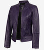 Women's Purple Modern Fit Biker Style Leather Jacket