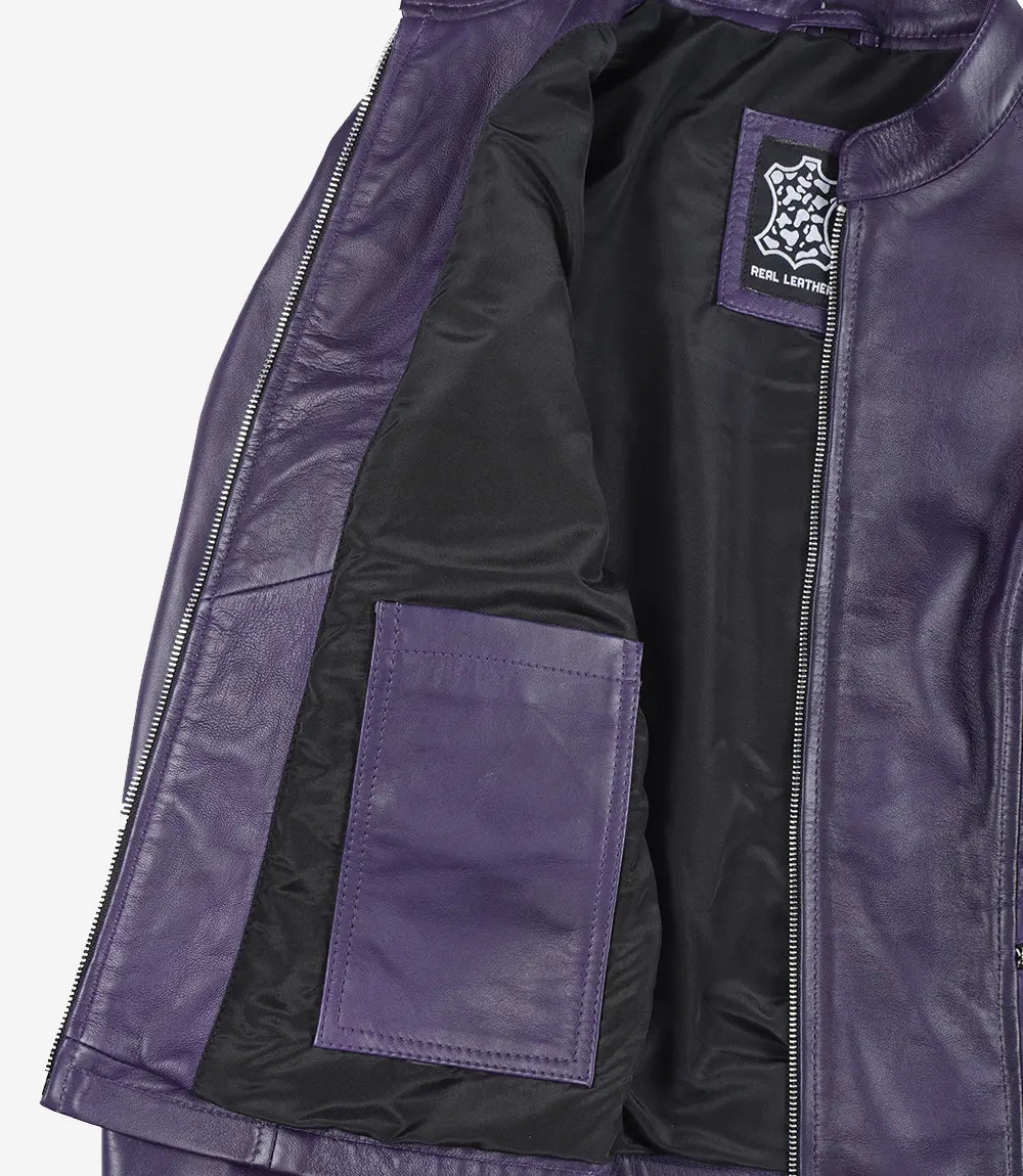 Womens Purple Moto Leather Jacket