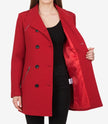 Womens Double Breasted Red Wool Peacoat
