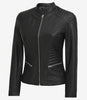 Womens Petite Black Slim Fit Leather Jacket
