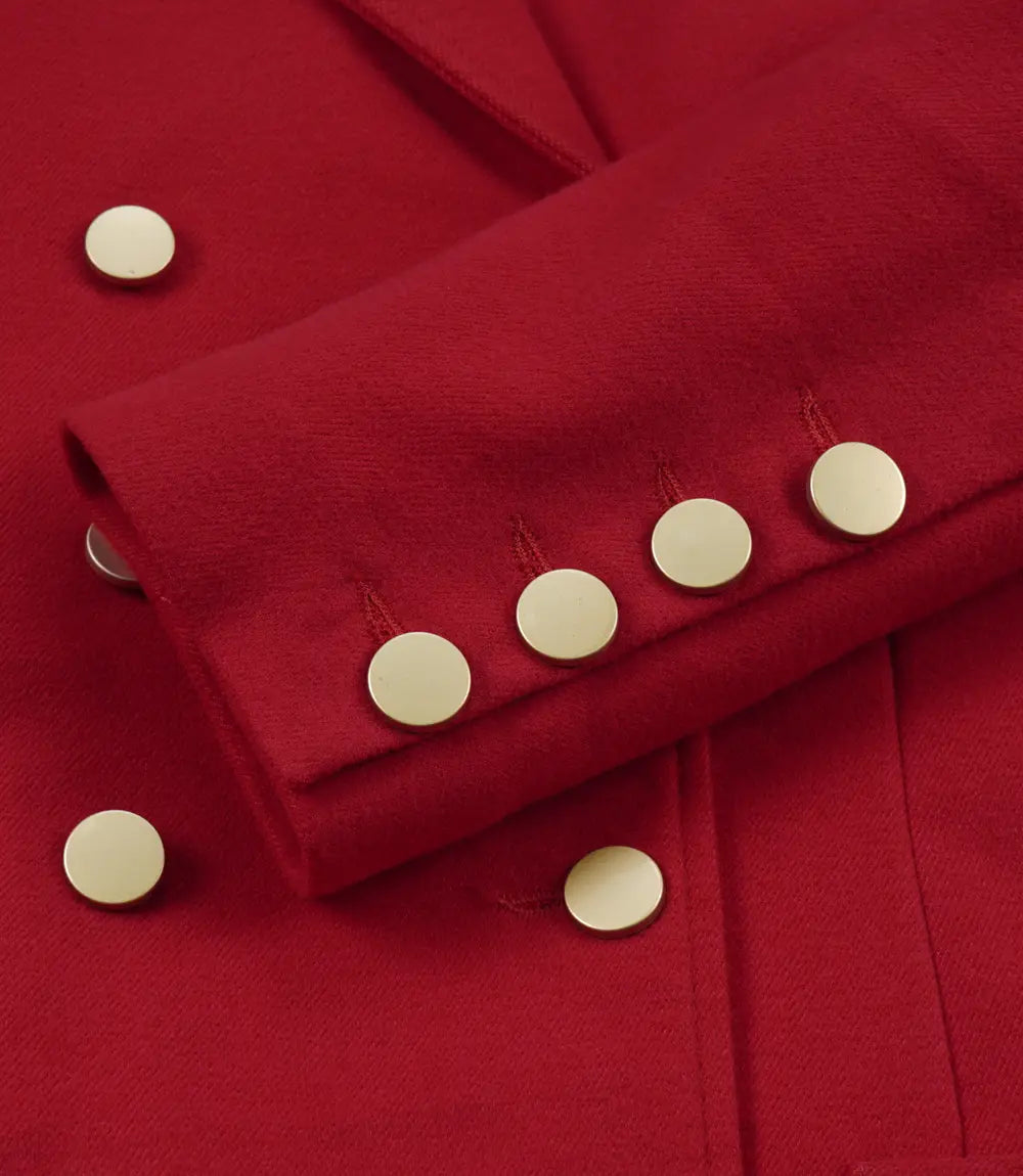 Women's Red Double-Breasted Wool Blazer – Peak Lapel