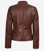 Women's Cognac Leather Biker Style Jacket