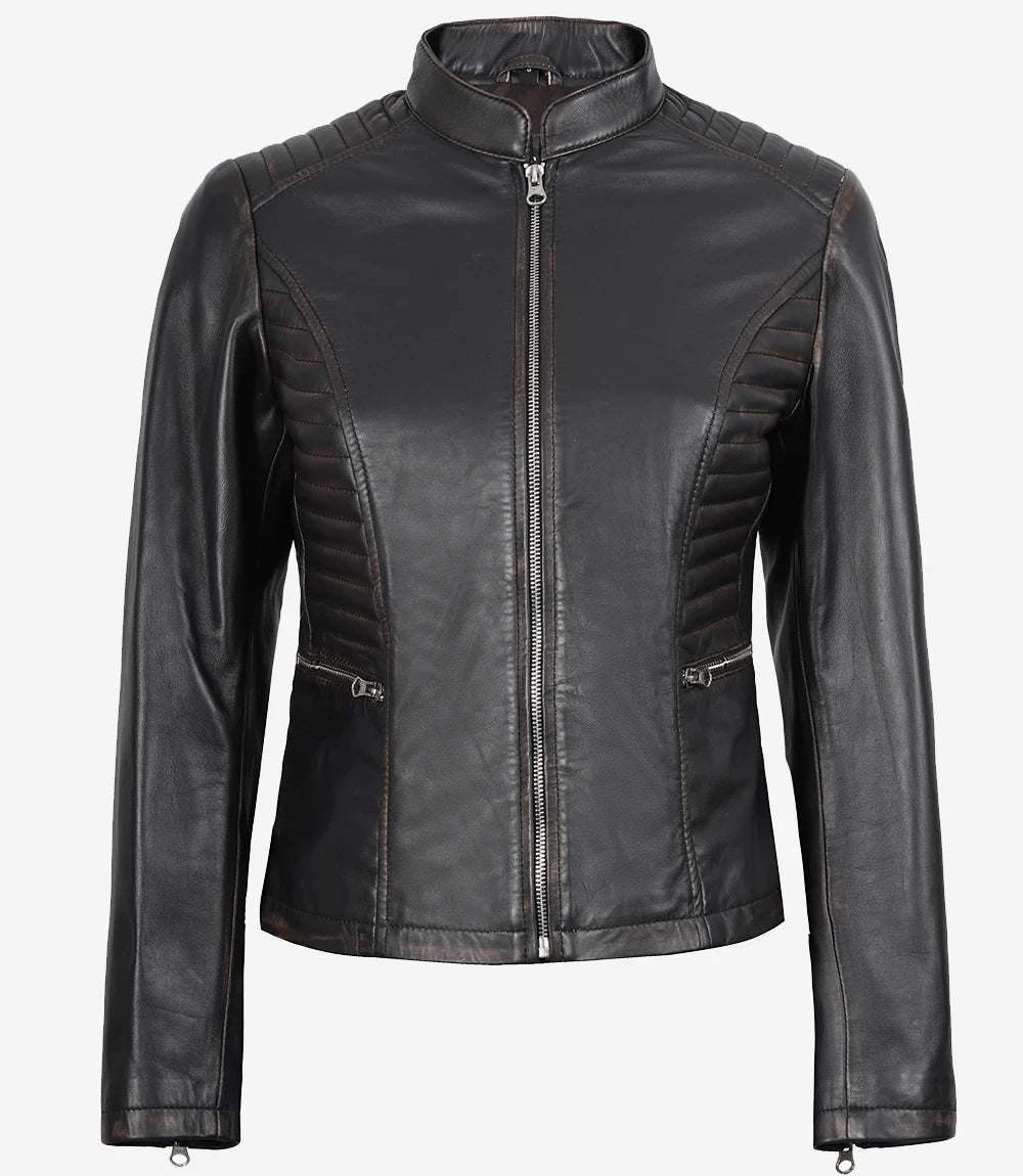 Womens Ruboff Brown Leather Jacket