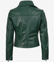 Women's Real Lambskin Leather Green Biker Style Jacket