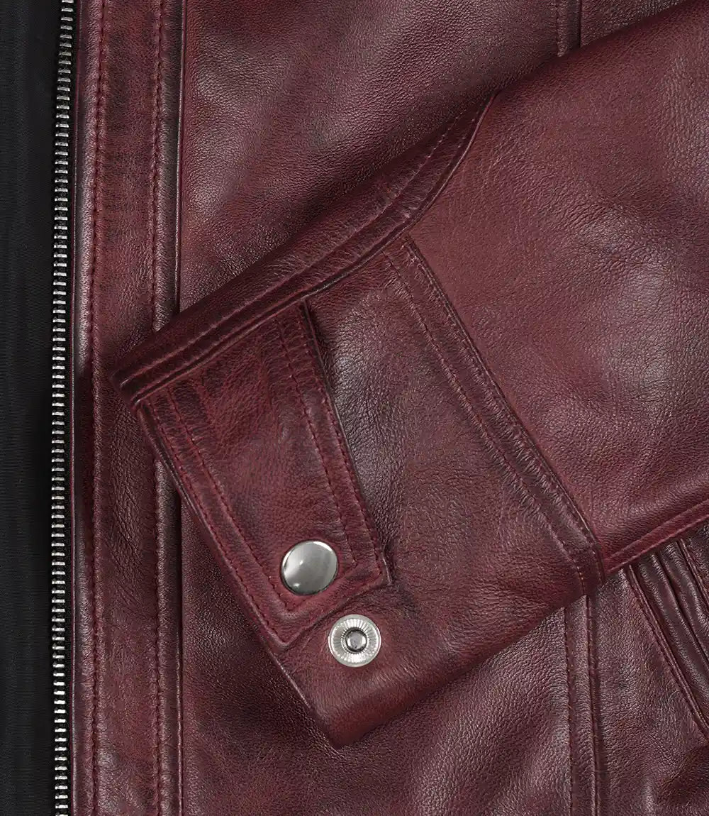 Maroon Womens Real Lambskin Leather Motorcycle Jacket