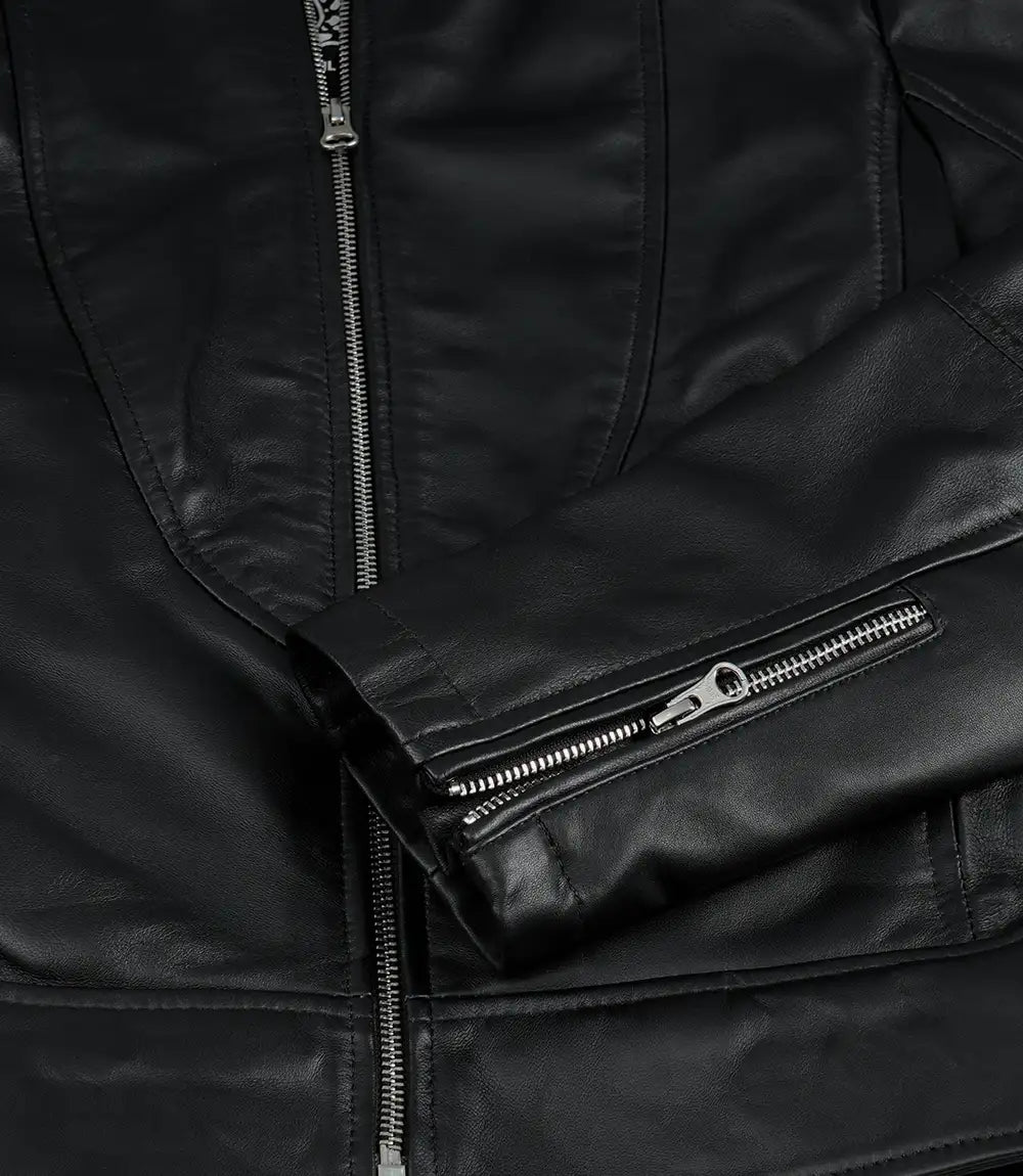 Women's Slim Fit Black Biker Style Leather  Jacket