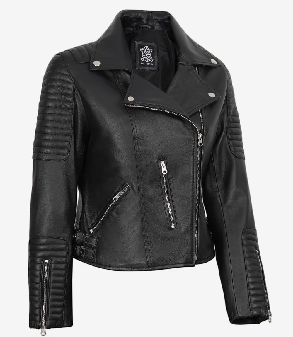 Women's Finest Black Biker Style Leather  Jacket