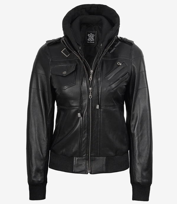 women-black-bomber-leather-
