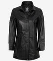 Bristol Womens Black Leather Car Coat - 3/4 Length