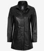 Bristol Womens Black Leather Car Coat - 3/4 Length