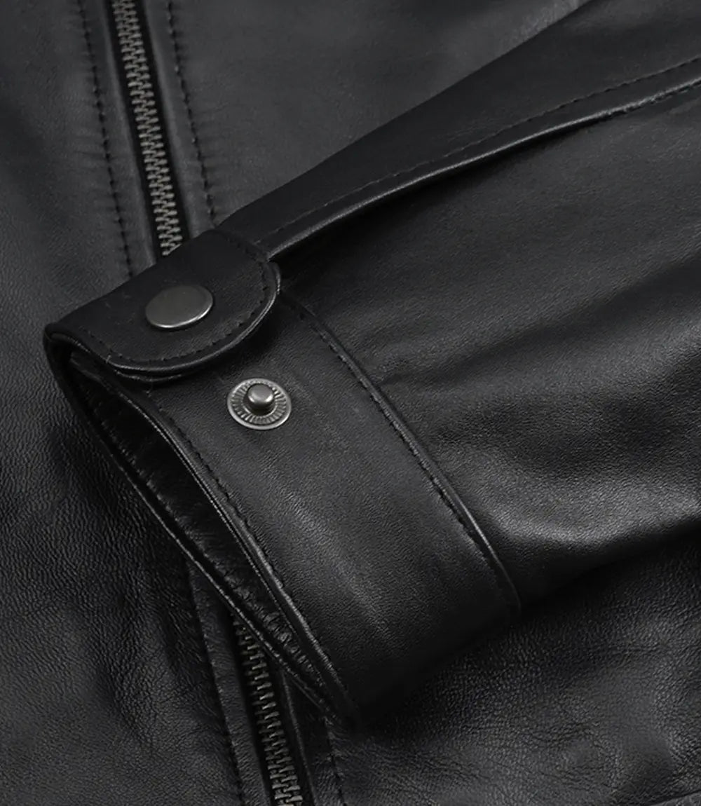 Women's Black Lambskin Biker Style Leather Jacket