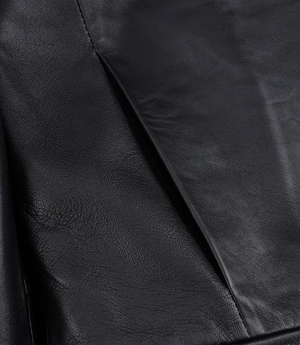 Women's Black Leather Harrington Jacket