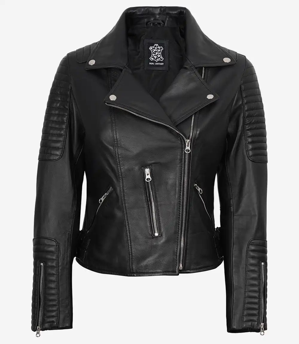 Women's Finest Black Biker Style Leather  Jacket