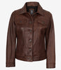 Womens Cognac Brown Trucker Leather Jacket
