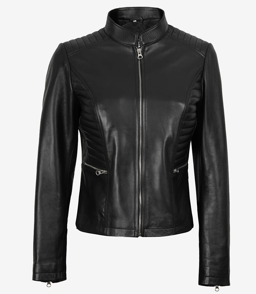 Womens Black Slim Fit Leather Jacket