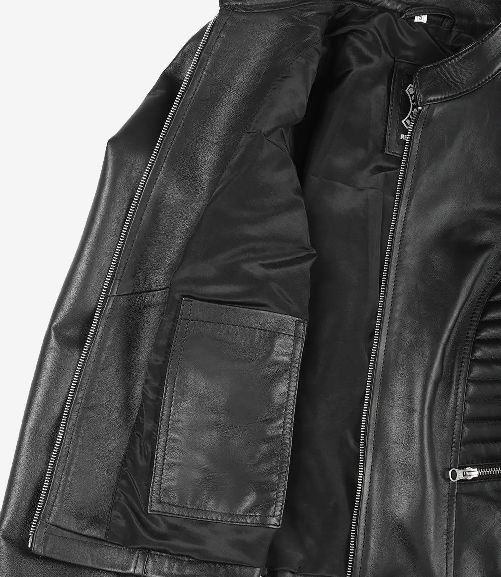Womens Black Slim Fit Leather Jacket