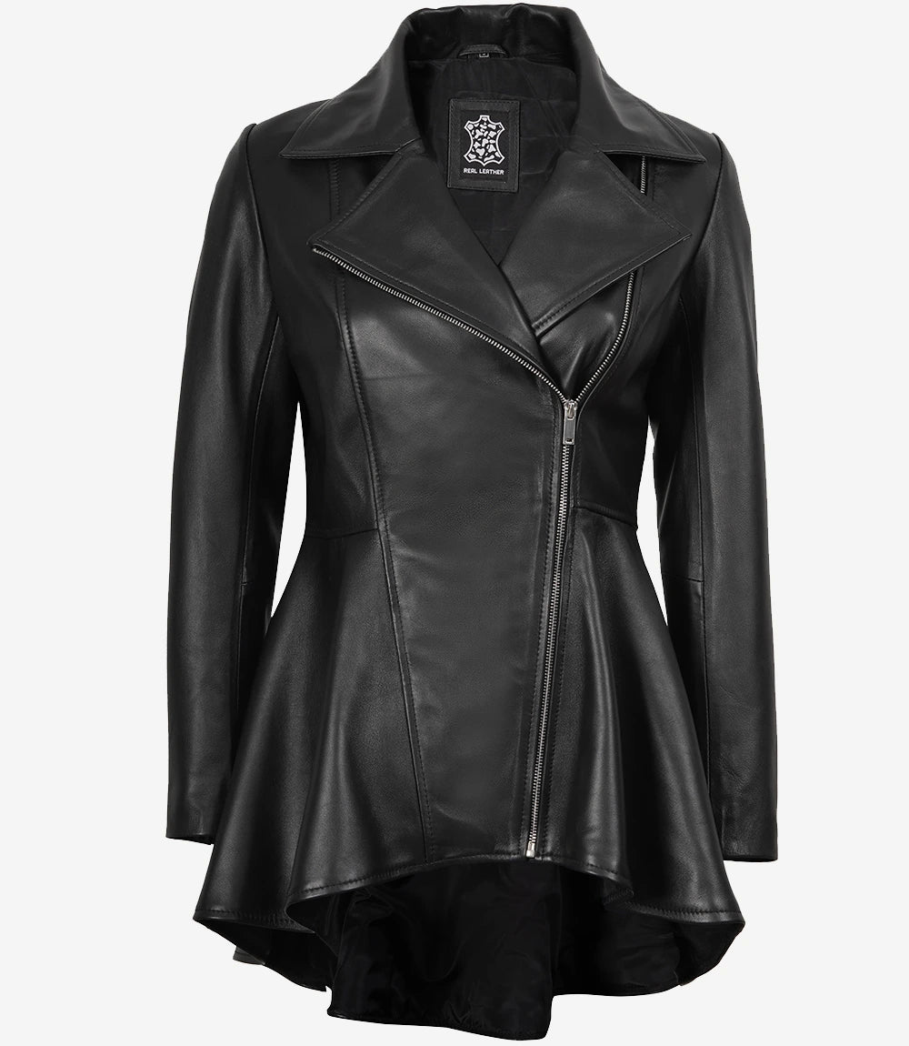 Womens Black Peplum Leather Jacket