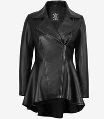 Womens Black Peplum Leather Jacket