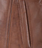 Womens Tall Shirt Collar Cognac Leather Coat - 3/4 Length Coat