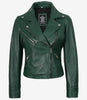 Women's Real Lambskin Leather Green Biker Style Jacket