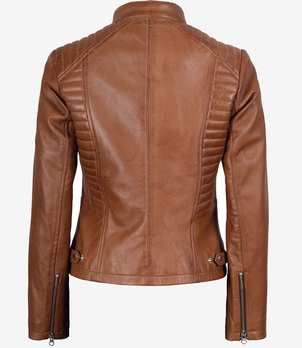 Rachel Womens Cognac Leather Jacket