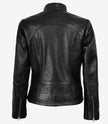 Acerra Womens Slim Fit Black Biker Style Leather Jacket