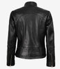 Acerra Womens Slim Fit Black Biker Style Leather Jacket