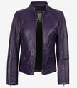 Women's Purple Modern Fit Biker Style Leather Jacket