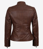 Women's Brown Textured Leather Biker Style Jacket