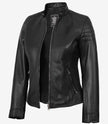 Carrie Black Leather Jacket for Women