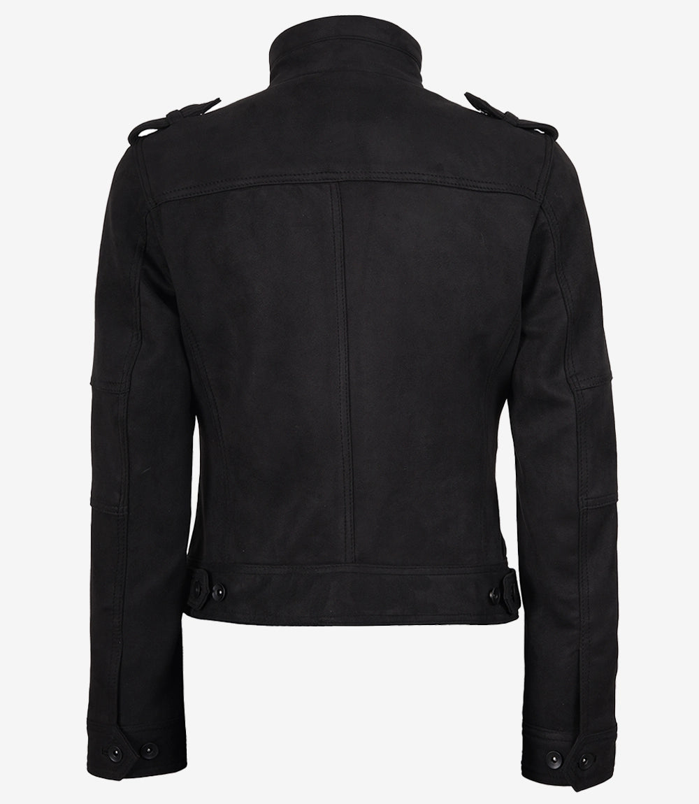 Women's Black Faux Suede Biker Style Jacket