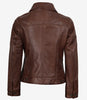 Womens Cognac Brown Trucker Leather Jacket