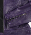 Women's Purple Modern Fit Biker Style Leather Jacket