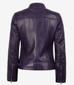 Women's Purple Modern Fit Biker Style Leather Jacket