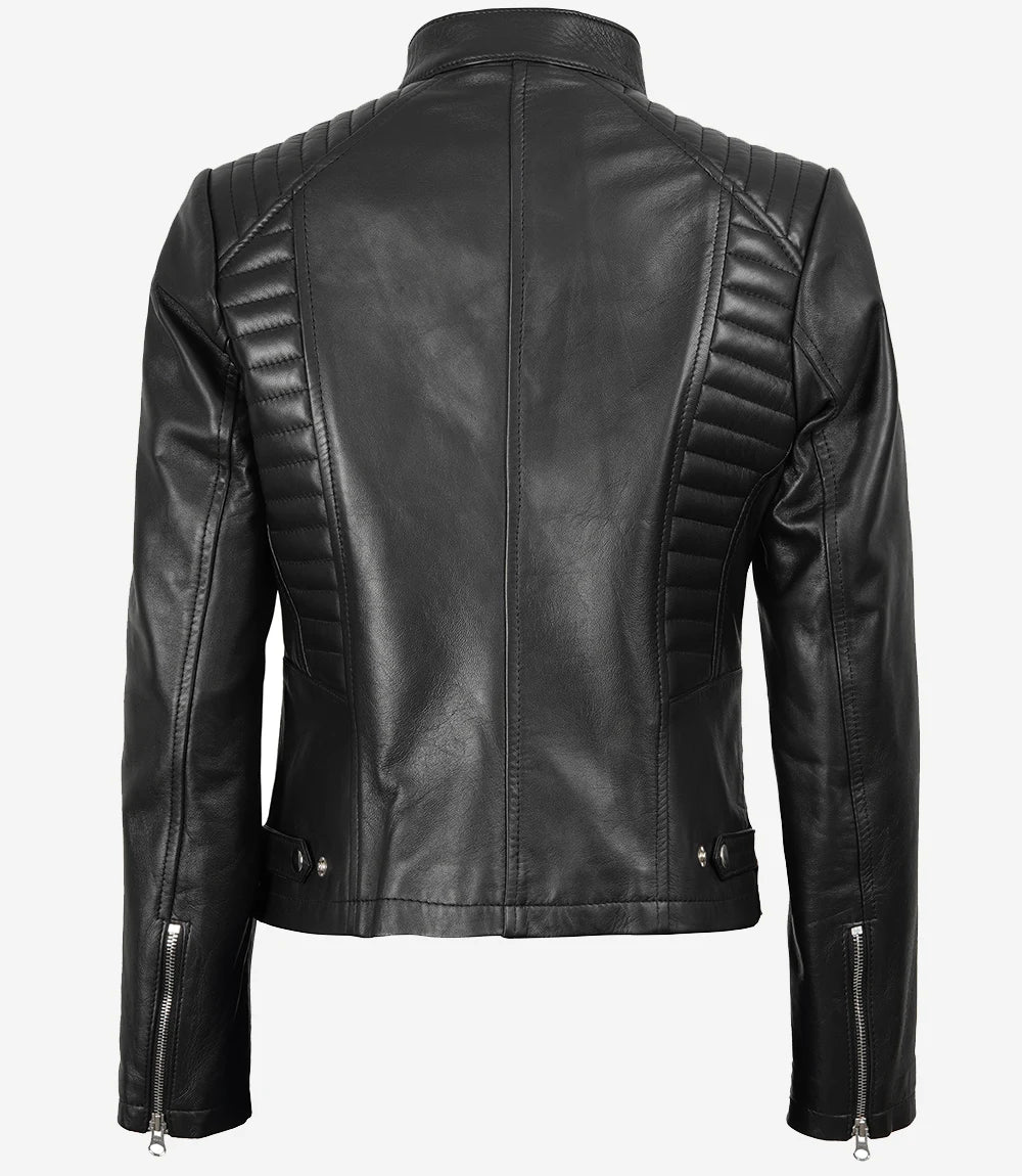 Womens Black Slim Fit Leather Jacket