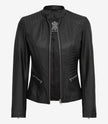 Womens Petite Black Slim Fit Leather Jacket