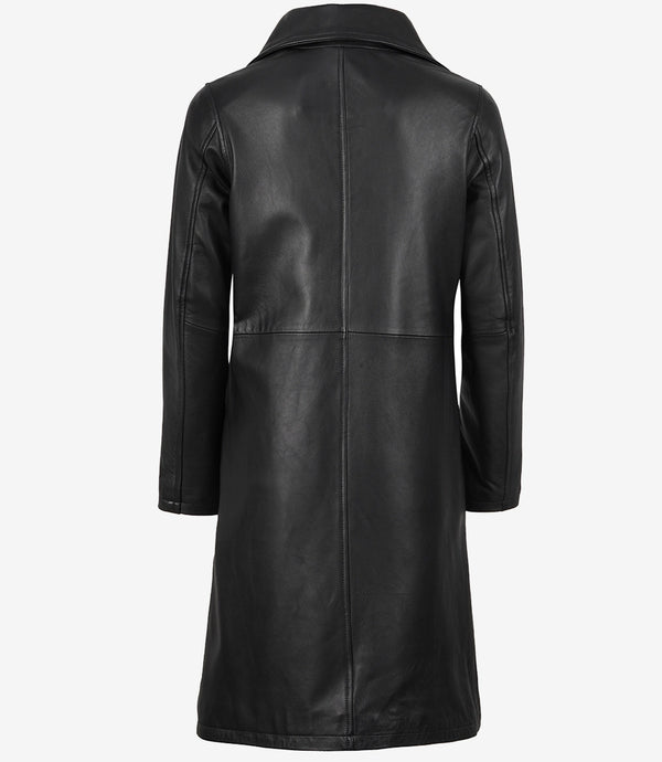Tall Men's Black Leather Car Coat – 3/4 Length Jacket