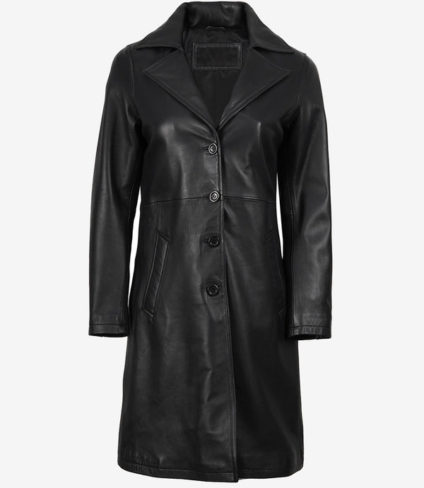 Tall Men's Black Leather Car Coat – 3/4 Length Jacket