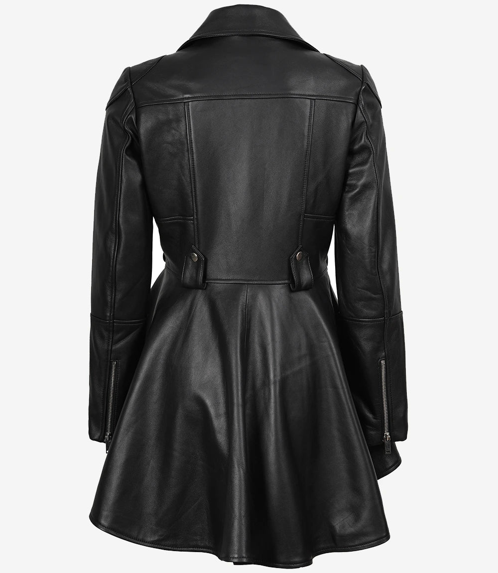Womens Asymmetrical Black Peplum Leather Jacket