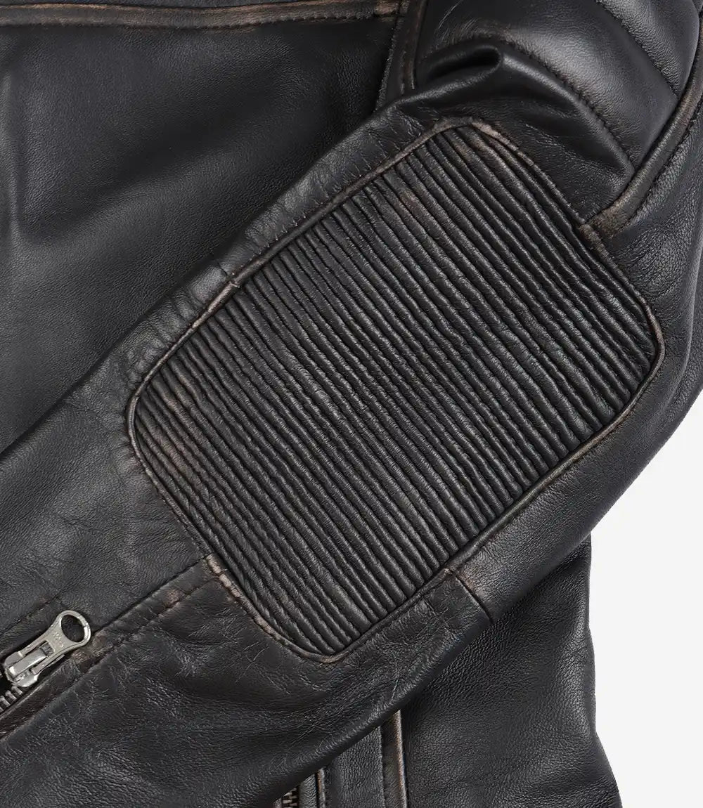 Womens Ruboff Brown Cafe Racer Style Leather Jacket