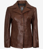 Womens Brown Leather 3 4 Length Coat