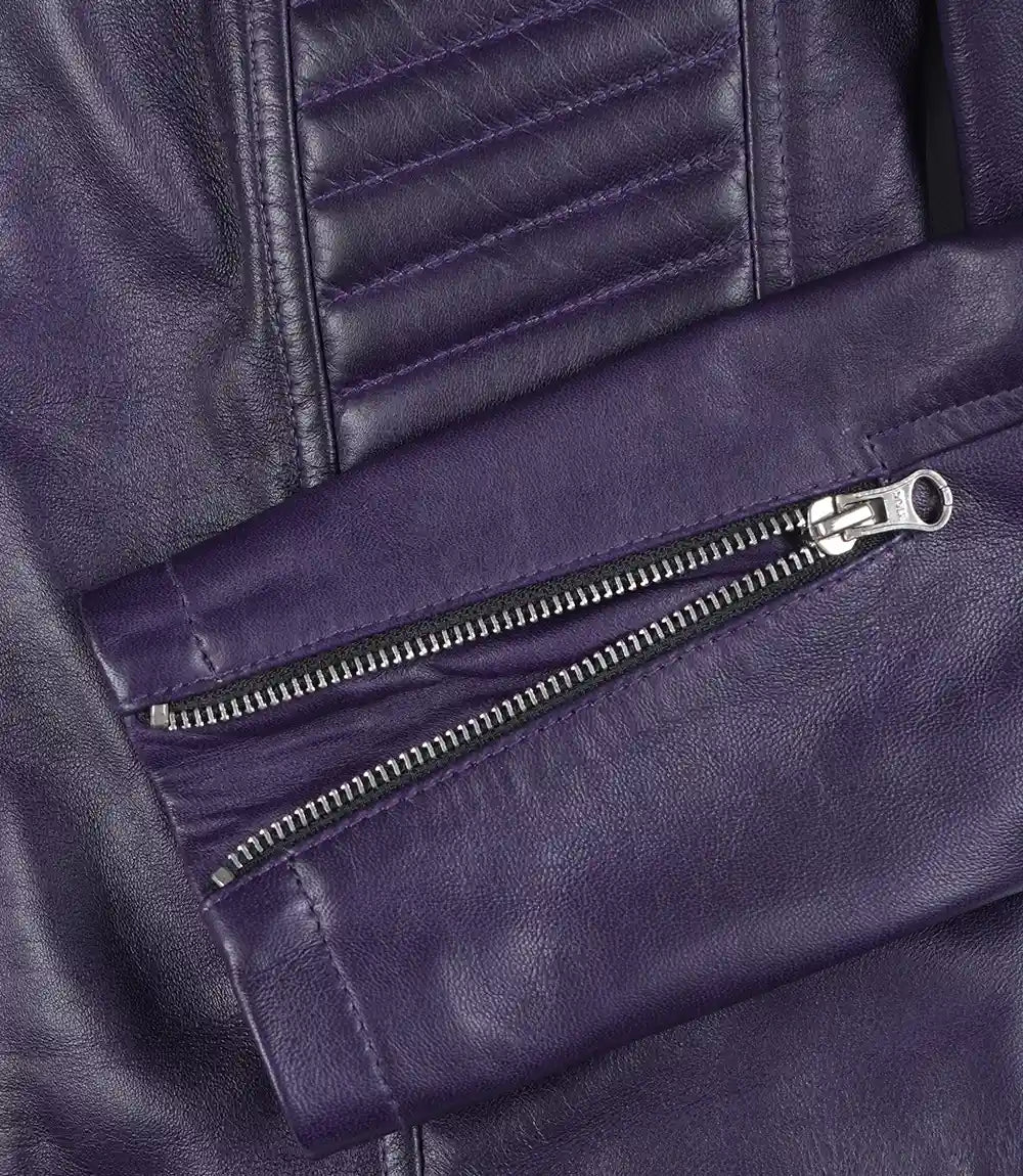 Womens Purple Moto Leather Jacket