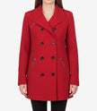 Womens Double Breasted Red Wool Peacoat