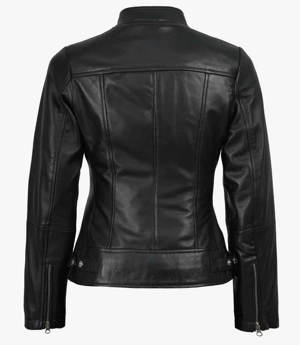 Women's Slim Fit Black Biker Style Leather  Jacket